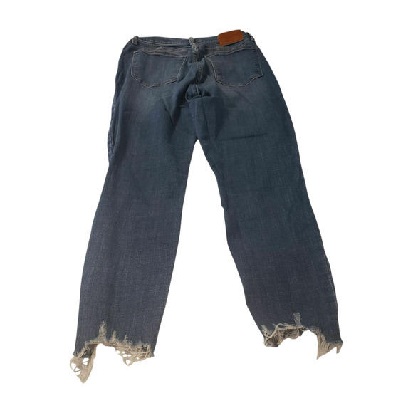 Lucky Brand Jeans Womens 10/30 Blue Button Fly Distressed Raw Hem Frayed Ankle - Picture 14 of 16